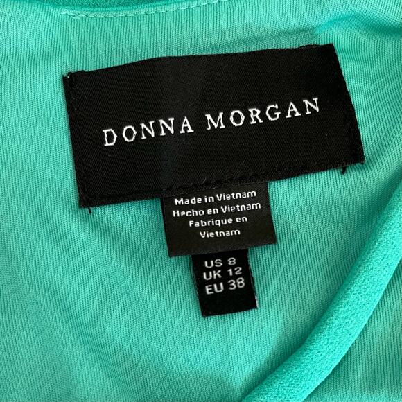 Donna Morgan Teal Green Crepe Strappy Sleeveless Cut Out Sheath Midi Dress 8 NWT - Picture 4 of 13